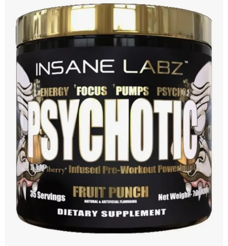 Pre Entreno Insane Labz Psychotic Gold 35 Servicios Sabor Fruit Punch